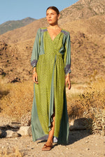Natalie Martin Kate Long Sleeve Dress in Block ZigZag Lime Print
