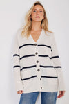 Not Monday Campbell Cashmere Cardigan in Ivory Stripe