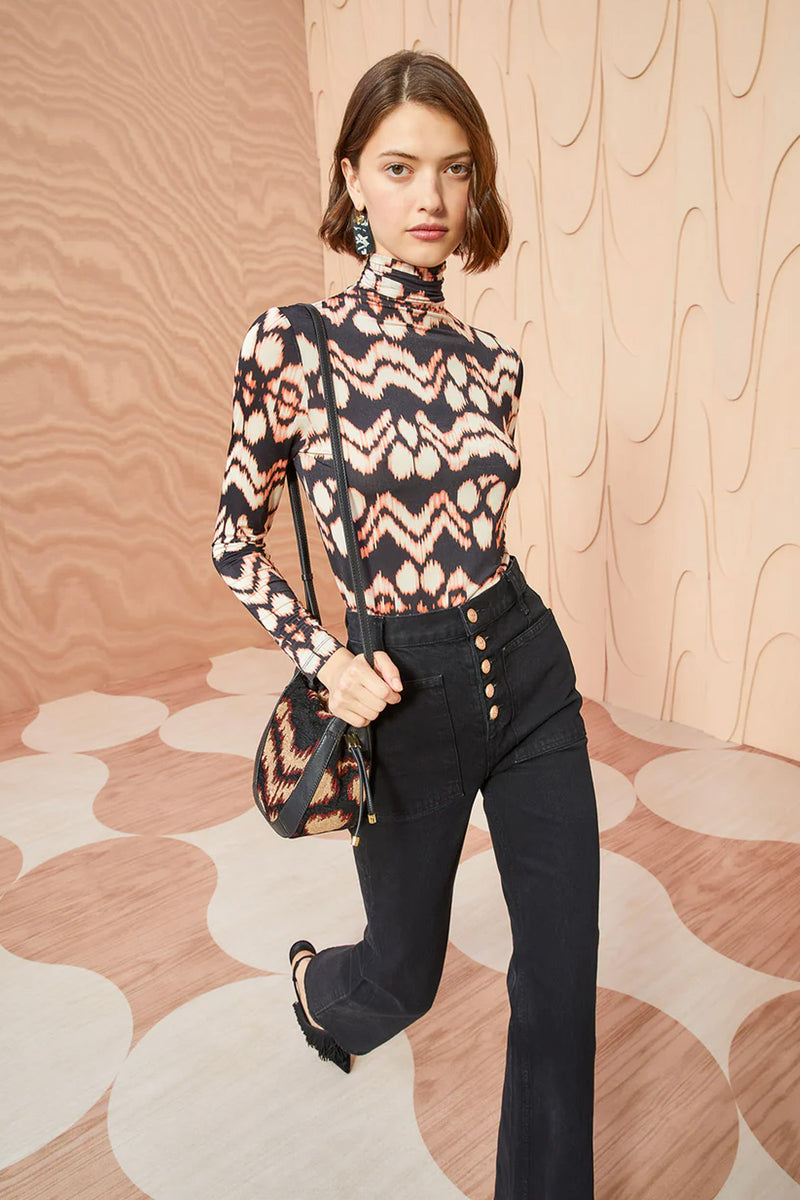 Ulla Johnson Aurelia Turtleneck Top in Obsidian