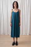 Ali Golden Slip Dress in Deep Teal