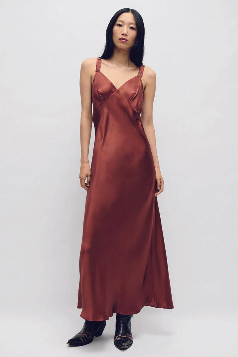 Silk Laundry Deco Ruched Dress in Canyon