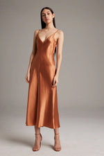 Voz V-Neck Slip Dress in Terracotta