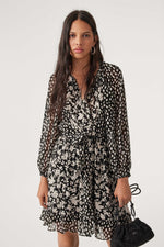Ba&sh Fiona Long Sleeve Fiona Dress in Noir Floral
