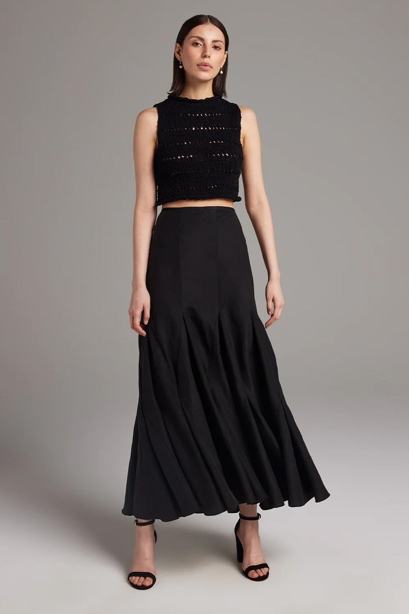 Voz Flamme Knit Crop Top in Black
