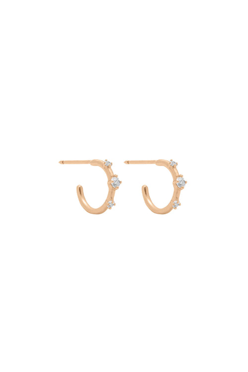 Valley Rose 14k Gold Mini Orion's Belt Diamond Hoop Earrings