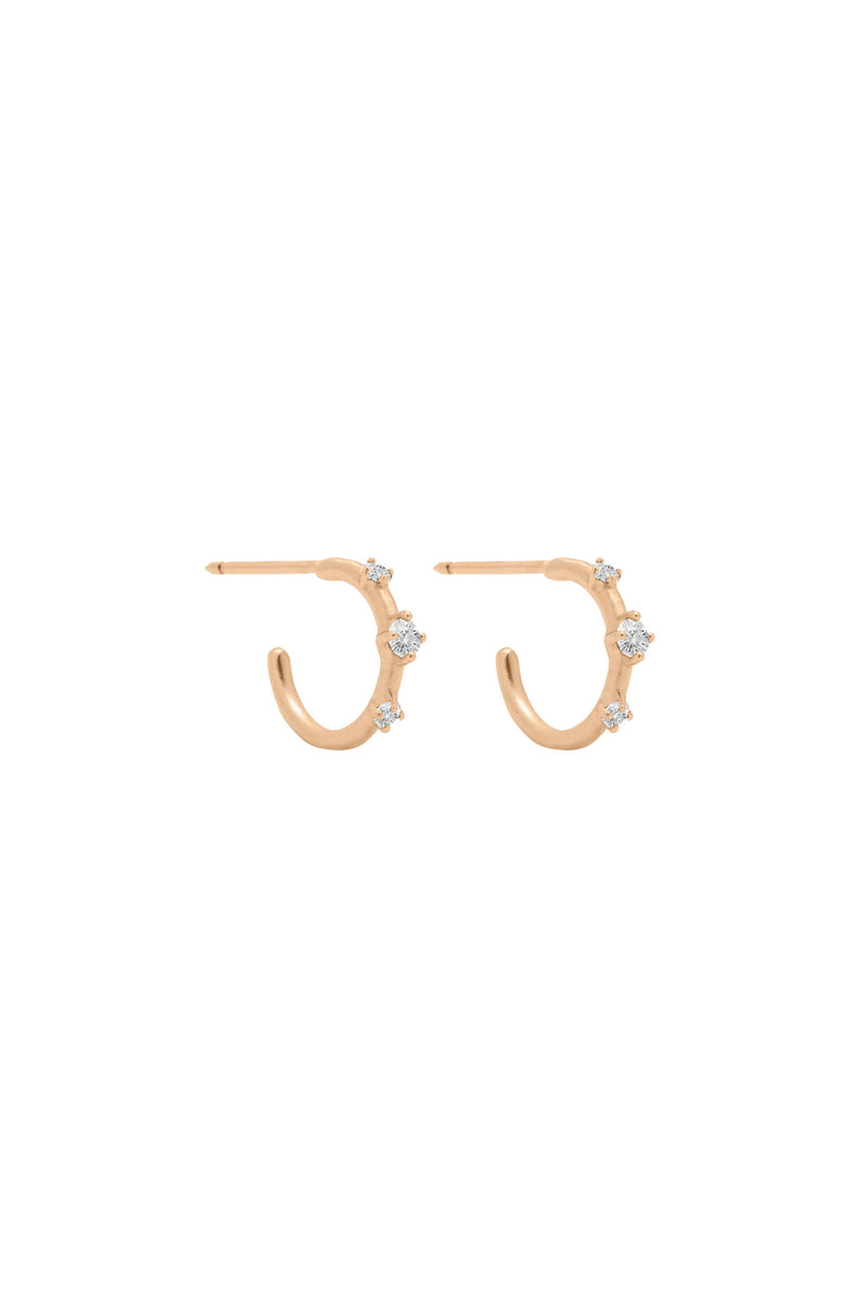 Valley Rose 14k Gold Mini Orion's Belt Diamond Hoop Earrings