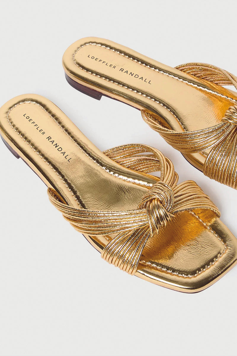 Loeffler Randall in Flossie Mignon Knot Flat Sandal in Champagne