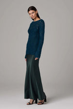 VOZ Open Mesh Boat Neck Sweater in Teal