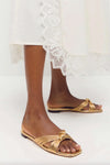 Loeffler Randall in Flossie Mignon Knot Flat Sandal in Champagne