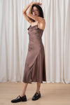 Ali Golden Asymmetrical Silk Tank Dress in Taupe