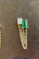 Pade Vavra 14K Gold Emerald and Diamond Earrings Chains