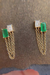 Pade Vavra 14K Gold Emerald and Diamond Earrings Chains