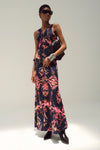 Maria Cher Ceibo Mich Midi Dressin Navy Shibori