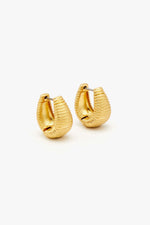 Clare V Ridge Huggie Earrings in Vintage Gold