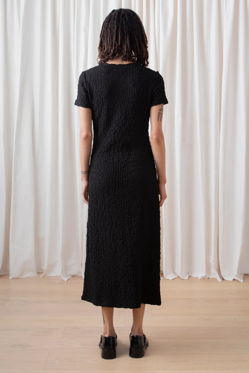 Ali Golden Textured T-Shirt Dress in Black