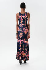 Maria Cher Ceibo Mich Midi Dressin Navy Shibori