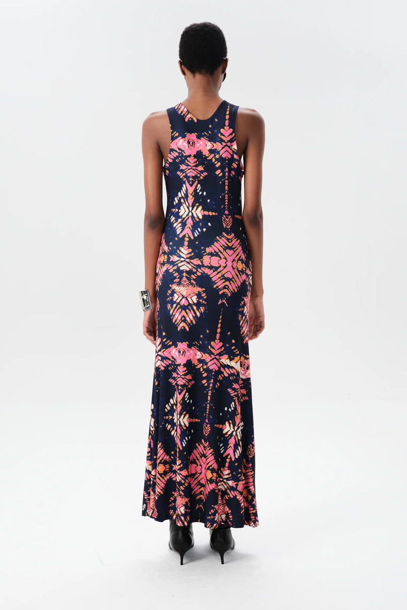 Maria Cher Ceibo Mich Midi Dressin Navy Shibori