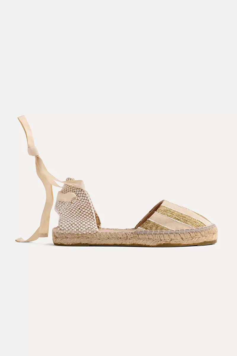 Forte Forte Flat Espadrillas in Gold Stripe