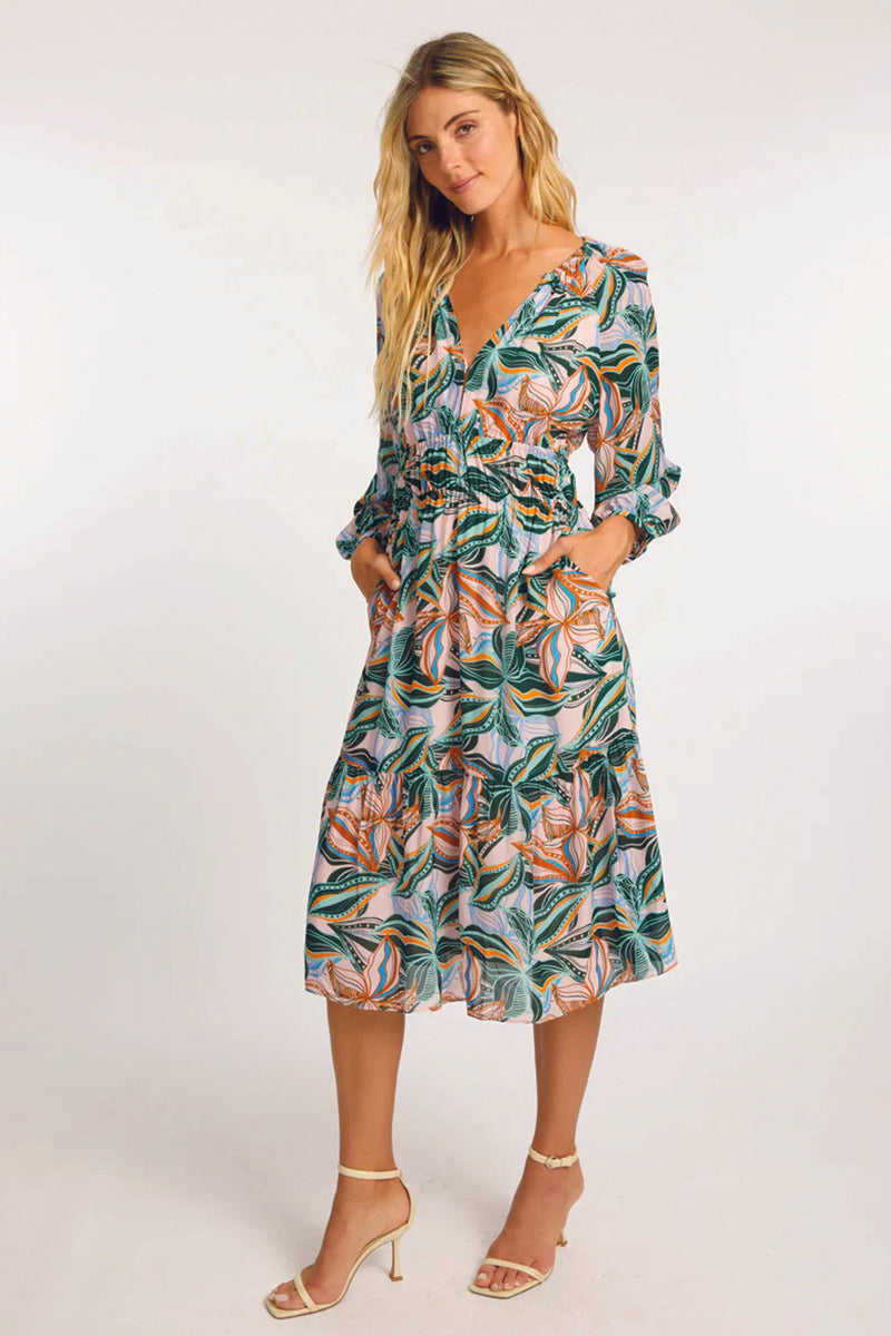 Caballero Quinn Dress in Sea Leaves