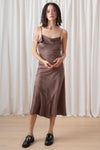Ali Golden Asymmetrical Silk Tank Dress in Taupe