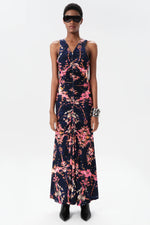 Maria Cher Ceibo Mich Midi Dressin Navy Shibori