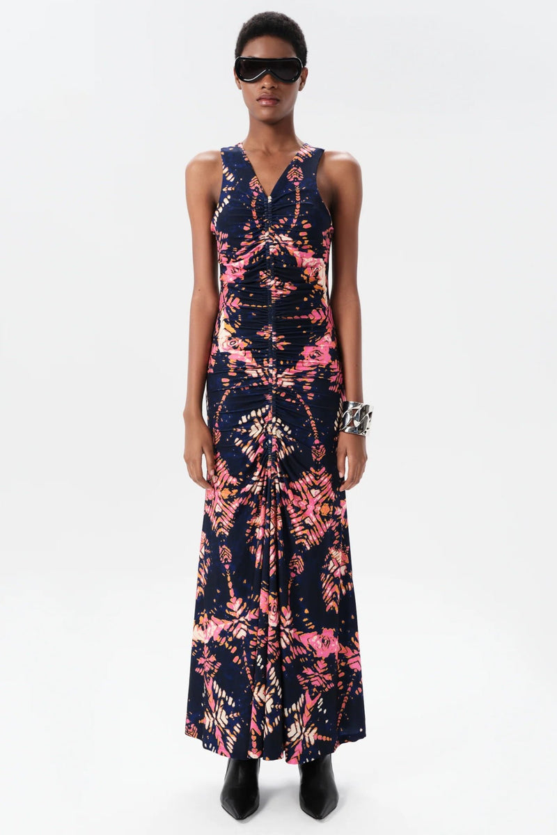 Maria Cher Ceibo Mich Midi Dressin Navy Shibori