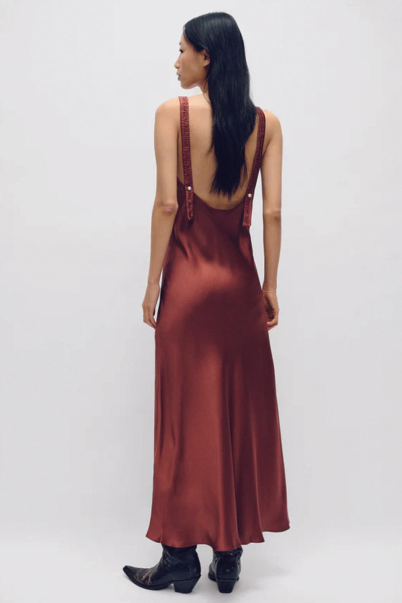 Silk Laundry Deco Ruched Dress in Canyon