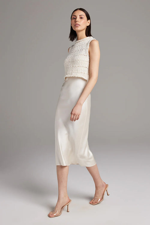 Voz Flamme Knit Crop Top in Ivory