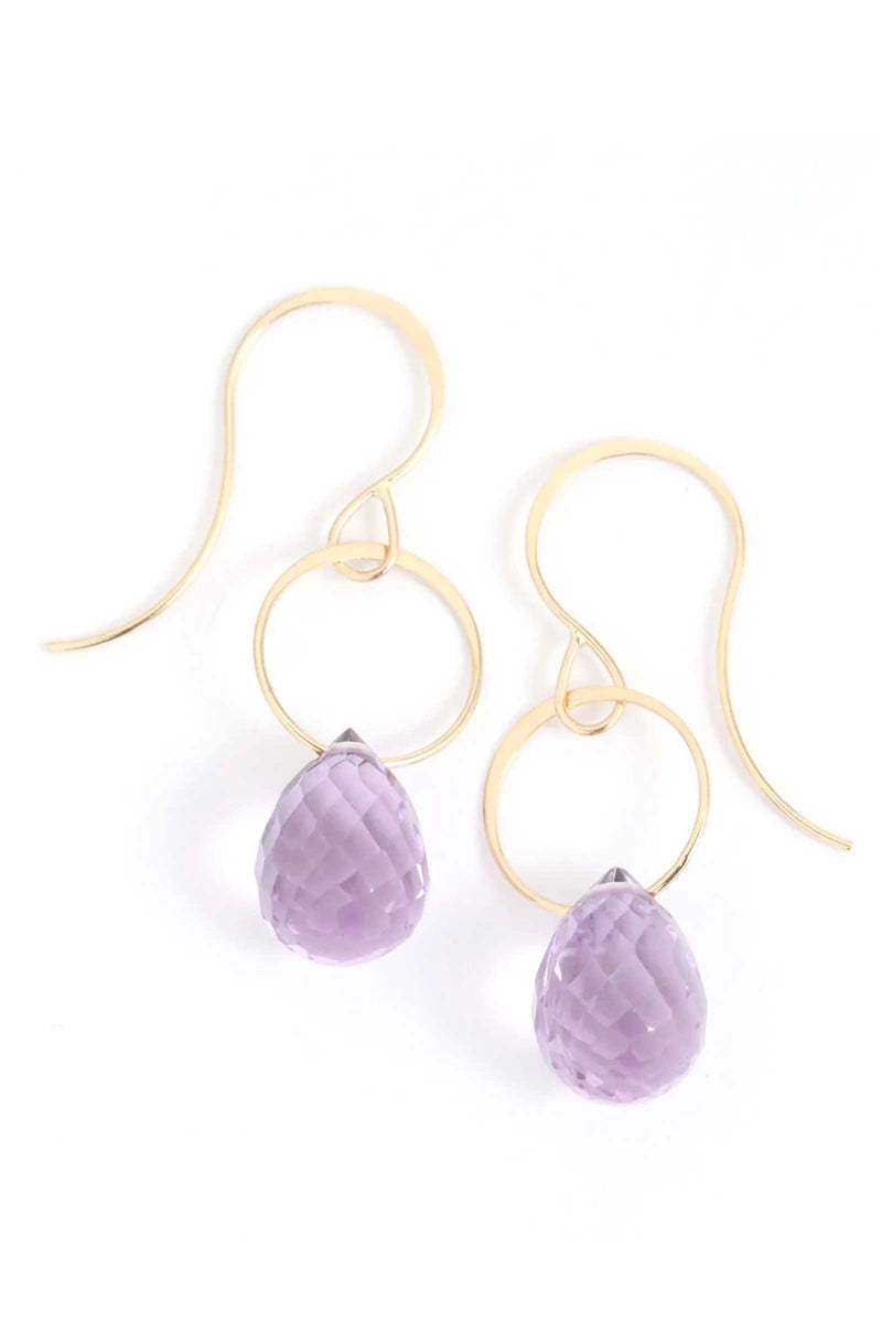Melissa Joy Manning 14K gold Amethyst Single Drop Earrings