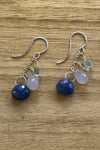 Melissa Joy Manning Sterling Silver Blue Topaz, Chalcedony, Blue Opal Triple Drop Earrings