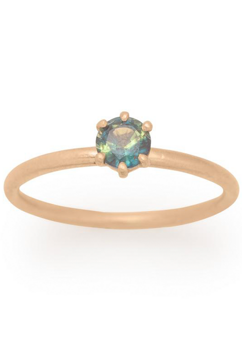 Valley Rose Green Boreal Sapphire Solitaire Ring