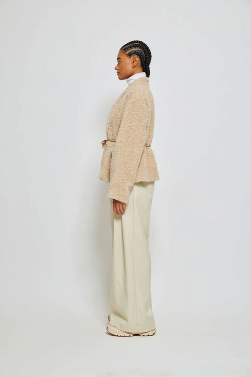 Atelier Delphine Mana Jacket with Leather Tie in Light Beige