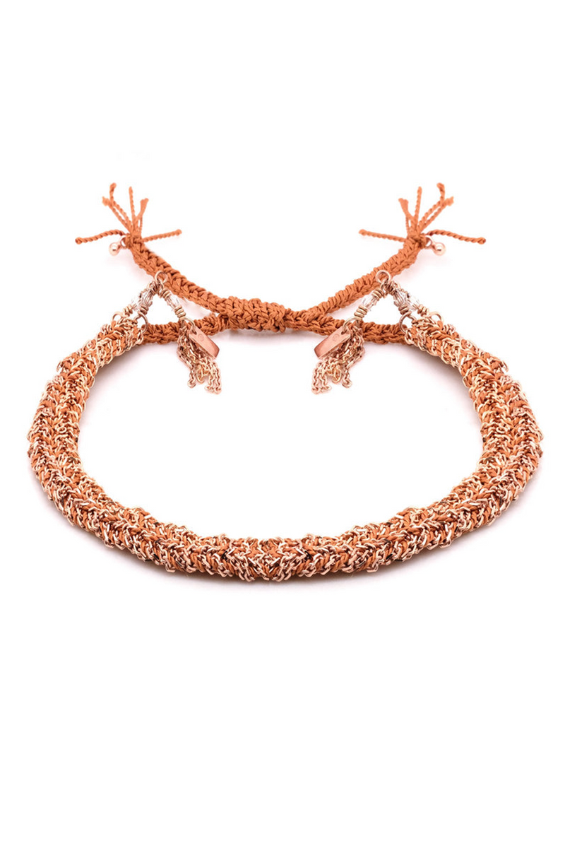 Marie Laure Chamorel 18K Rose Gold and Sterling Silver Bracelet in Caramel