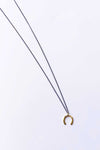 Melissa Joy Manning Mixed Oxidized Sterling Silver and 14K Gold Horseshoe Charm with Diamond