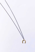Melissa Joy Manning Mixed Oxidized Sterling Silver and 14K Gold Horseshoe Charm with Diamond