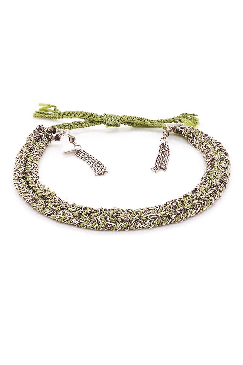 Marie Laure Chamorel Sterling Silver Bracelet in Silver and Jade