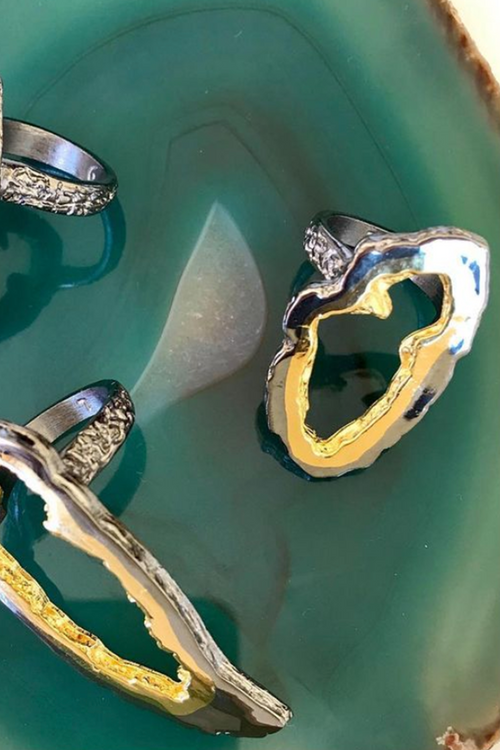 Pade Vavra Gold & Black Platinum Small Geode Ring