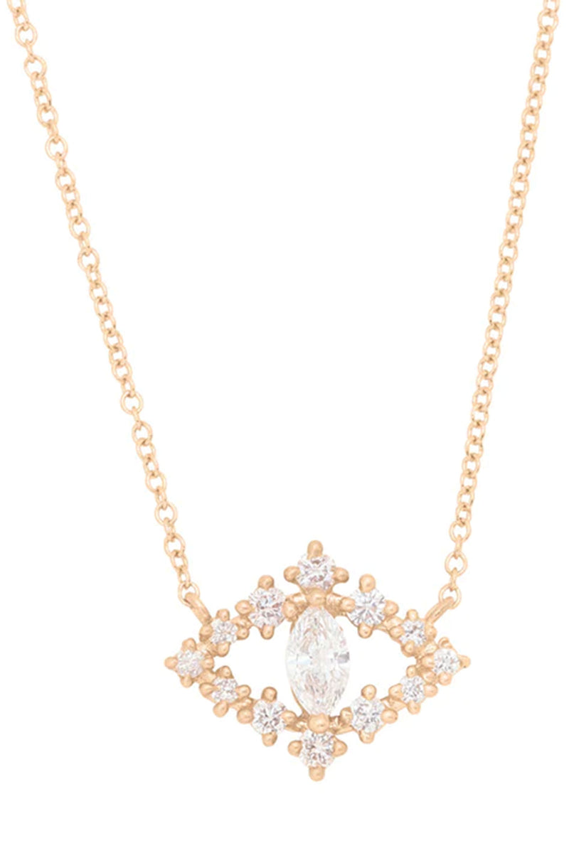 Valley Rose Feline Eye Necklace Mini in Diamonds