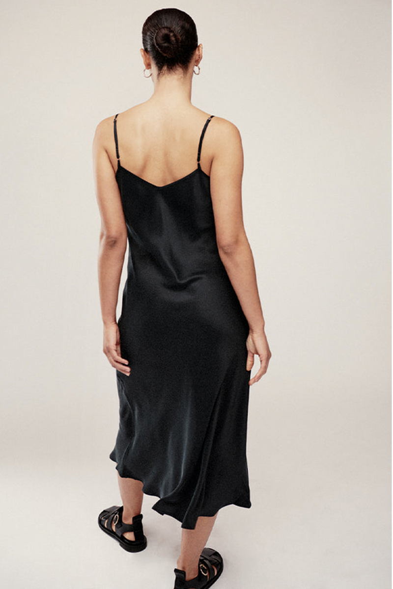 Silk Laundry 90s Slip Dress in Black