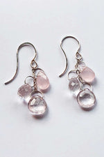 Melissa Joy Manning Sterling Silver Rose Quartz Triple Drop Earrings