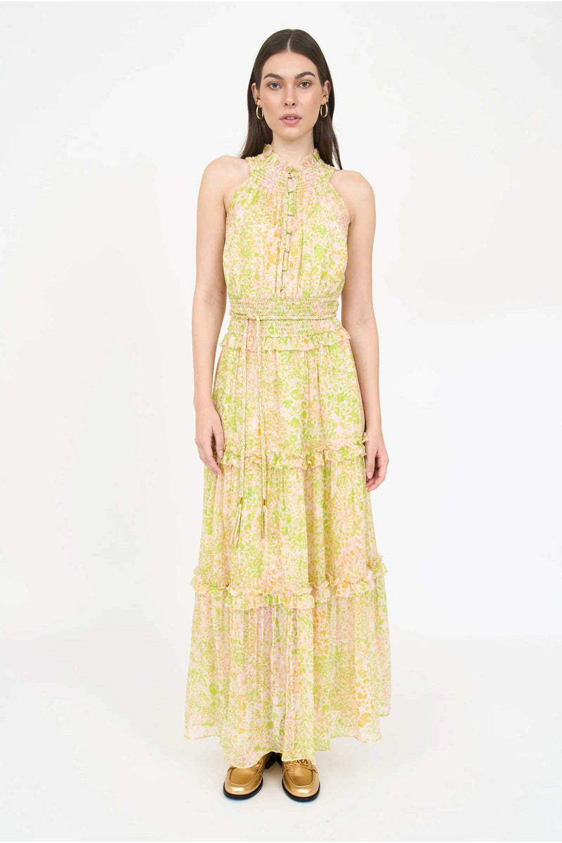 Christy Lynn Amanda Dress in Lime Leopard