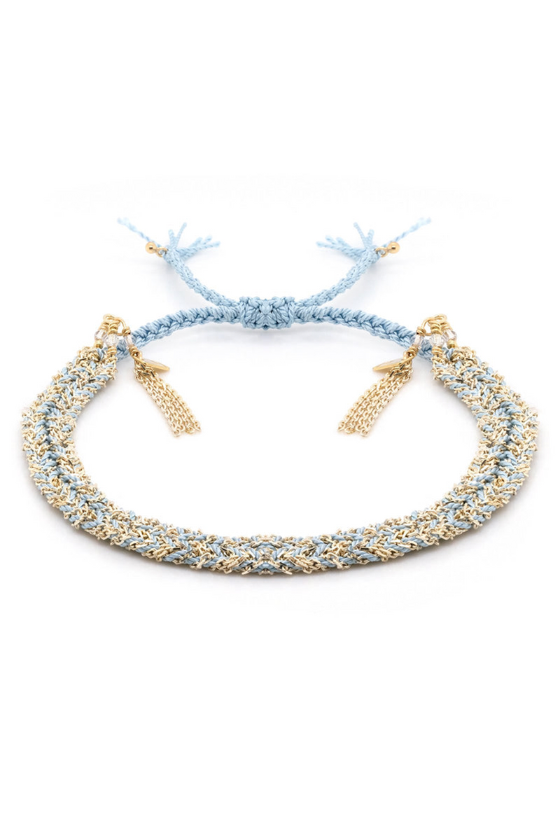 Marie Laure Chamorel 18K Gold and Sterling Silver Bracelet in Aqua