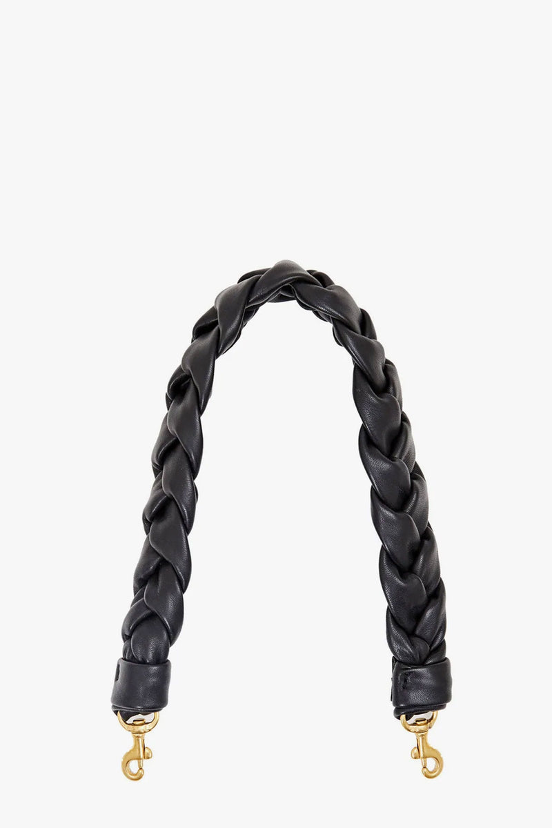 Clare V Braided Nappa Black Leather Shoulder Strap