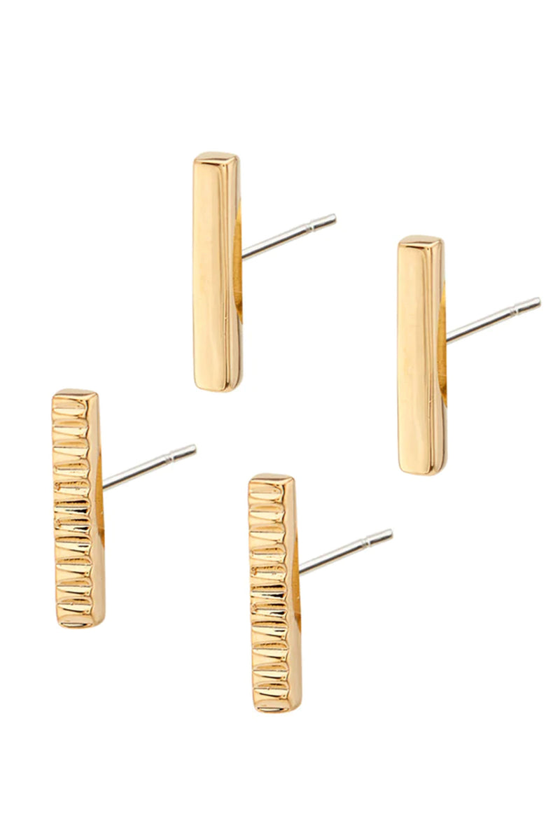 SOKO Meta 24K Plated Gold Bar Studs