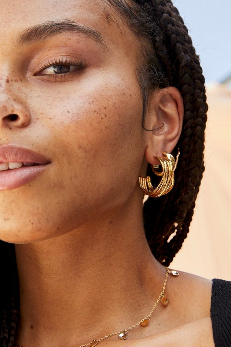 Soko Nyundo Hoops in 24K Gold Plated Brass