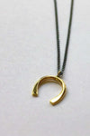 Melissa Joy Manning Mixed Oxidized Sterling Silver and 14K Gold Horseshoe Charm with Diamond