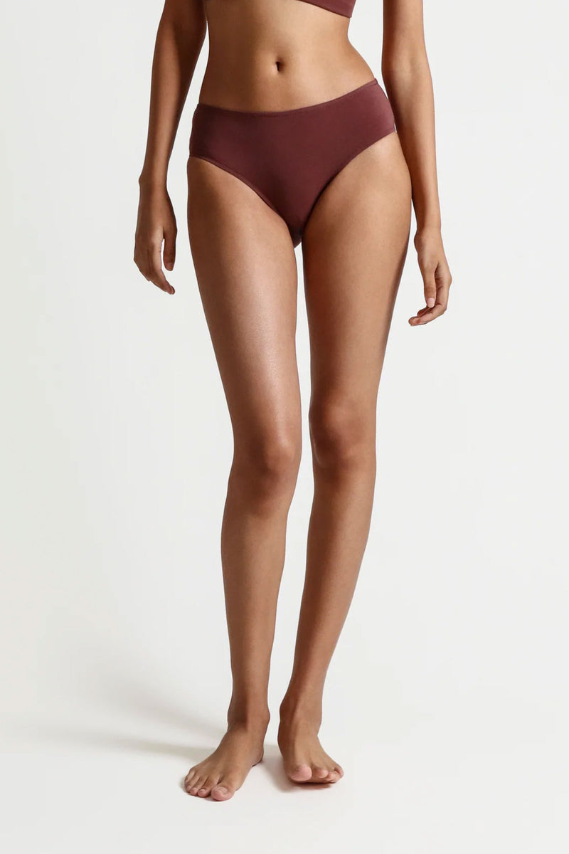 Skin Galia Hipster Organic Cotton Underwear in Walnut