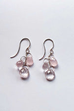 Melissa Joy Manning Sterling Silver Rose Quartz Triple Drop Earrings