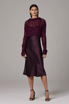 VOZ Open Mesh Cropped Sweater in Bordeaux