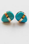 Melissa Joy Manning Limited Edition Arizona Morenci Turquoise Stud Earring 14K Gold